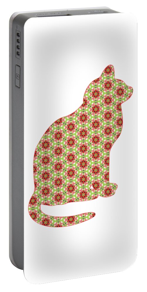 Cat Portable Battery Charger featuring the digital art Kaleidoscope Kitty by Marianne Campolongo