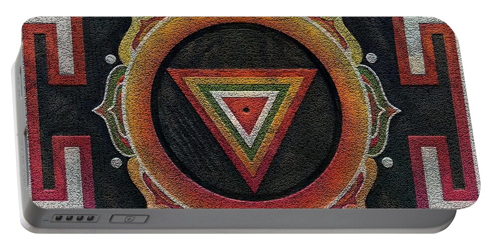  Portable Battery Charger featuring the digital art Kali Yantra by Richard Laeton