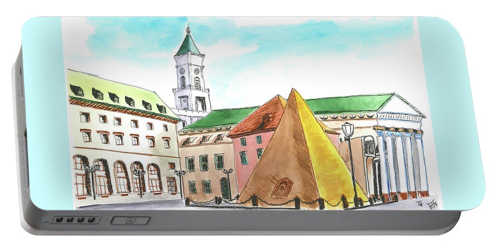 Karlsruhe Pyramid Portable Battery Charger featuring the painting Karlsruhe Pyramid by Tracy Hutchinson