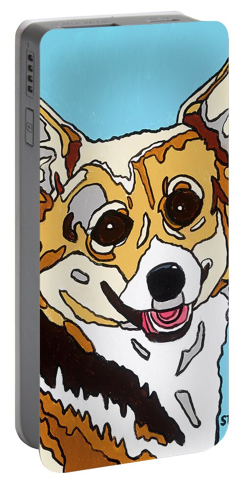 Corgi Dog Pet Portable Battery Charger featuring the painting Katerina by Mike Stanko
