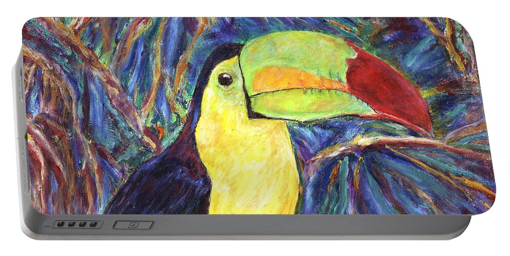 Costa Rica Portable Battery Charger featuring the painting Keel-billed Toucan by John Bohn