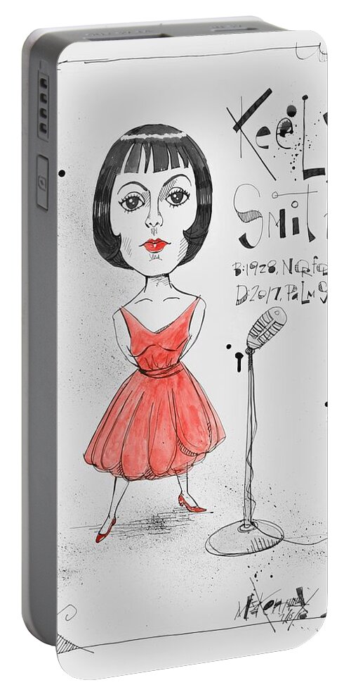  Portable Battery Charger featuring the drawing Keely Smith by Phil Mckenney