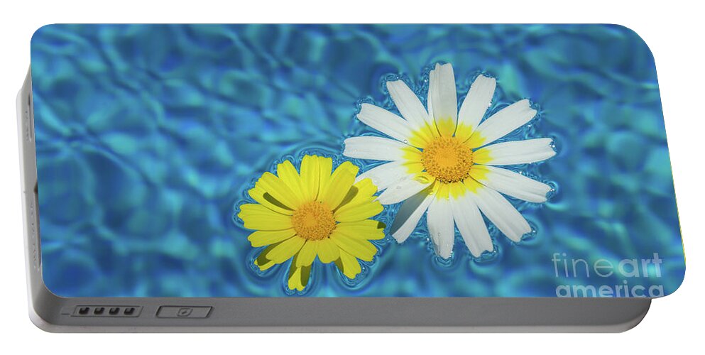 Daisies Portable Battery Charger featuring the photograph Keep your sunny days by the pool by Adriana Mueller