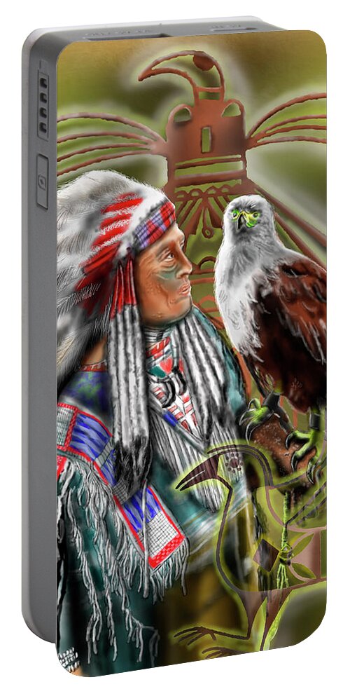  Portable Battery Charger featuring the digital art Keeper of the Eagle Spirit by Rob Hartman