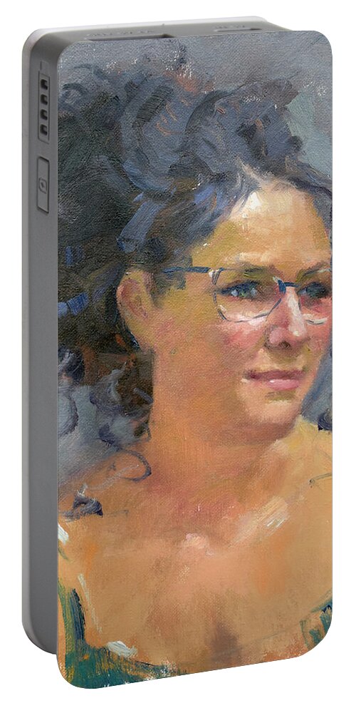 Lady Portable Battery Charger featuring the painting Keta by Ylli Haruni