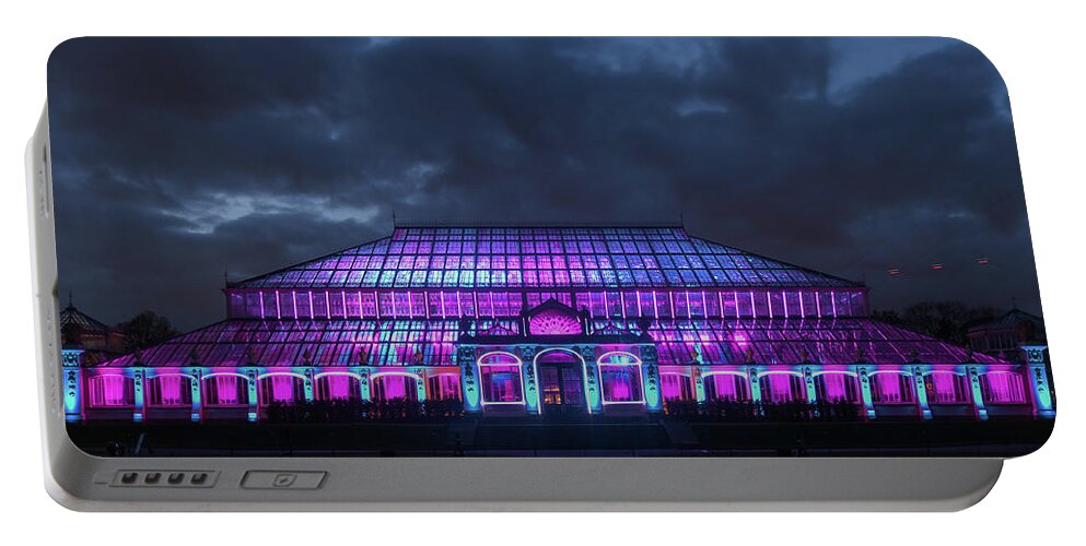 Christmas At Kew Portable Battery Charger featuring the photograph Kew lit up in Winter by Andrew Lalchan