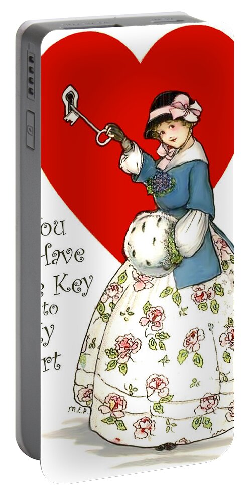 Keyhole Portable Battery Charger featuring the digital art Key to My Heart by Long Shot