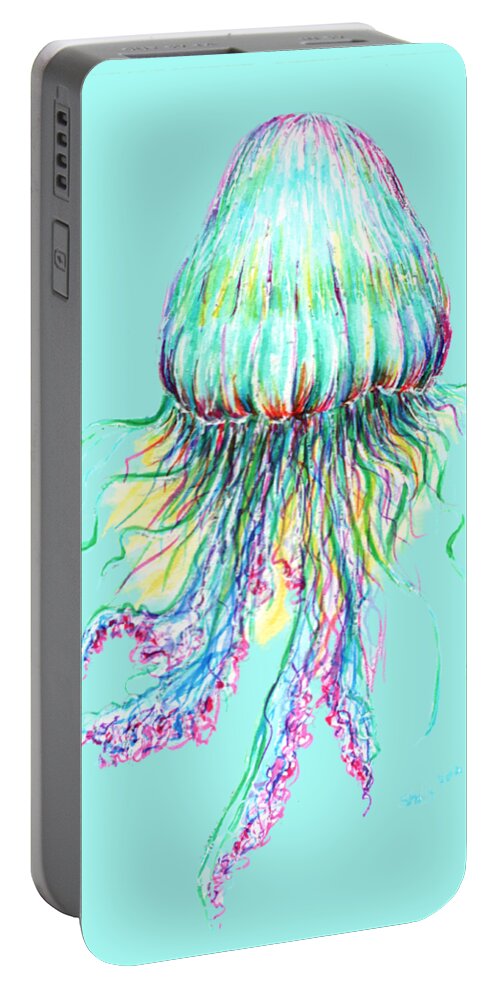 Jellyfish Portable Battery Charger featuring the painting Key West Jellyfish Study 2 by Shelly Tschupp