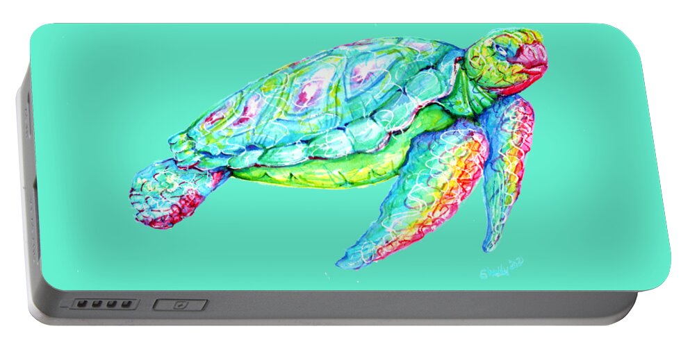 Turtle Portable Battery Charger featuring the painting Key West Turtle 2 Study by Shelly Tschupp