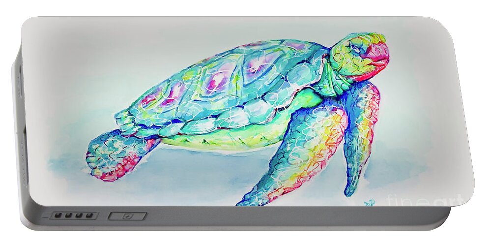 Turtle Portable Battery Charger featuring the painting Key West Turtle 2021 by Shelly Tschupp