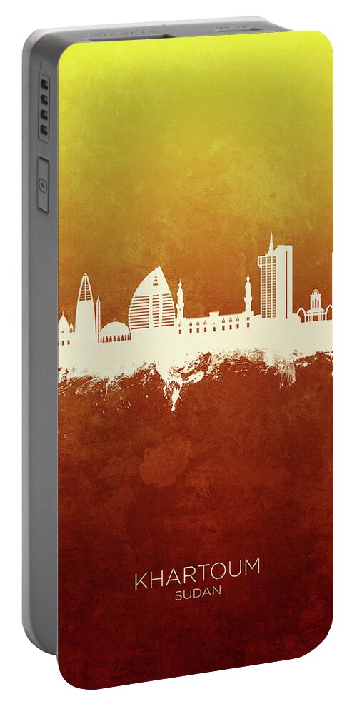 Khartoum Portable Battery Charger featuring the digital art Khartoum Sudan Skyline #35 by Michael Tompsett