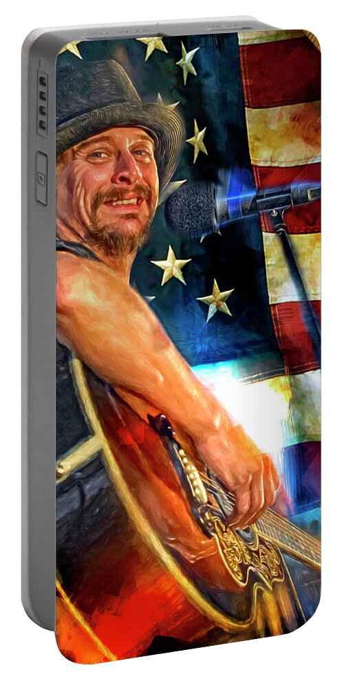 Kid Rock Portable Battery Charger featuring the mixed media Kid Rock by Mal Bray
