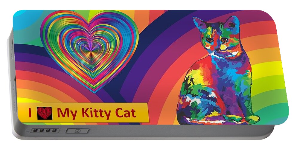 Cats Portable Battery Charger featuring the mixed media Kids Love Kitties by Nancy Ayanna Wyatt