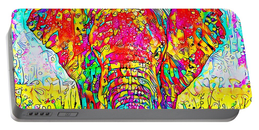 Wingsdomain Portable Battery Charger featuring the photograph King of Elephants in Contemporary Vibrant Happy Color Motif 20200512 by Wingsdomain Art and Photography