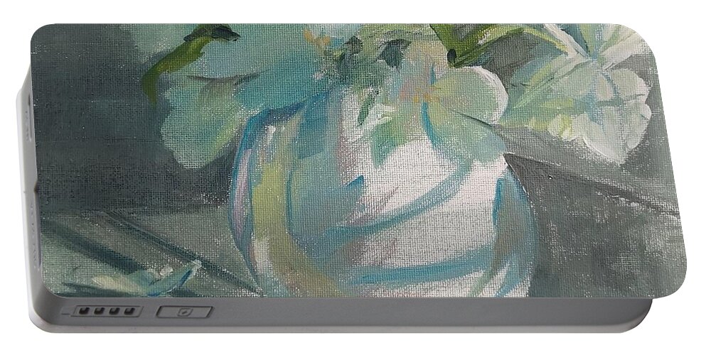 Floral Portable Battery Charger featuring the painting Kitchen Tulips by Sheila Romard
