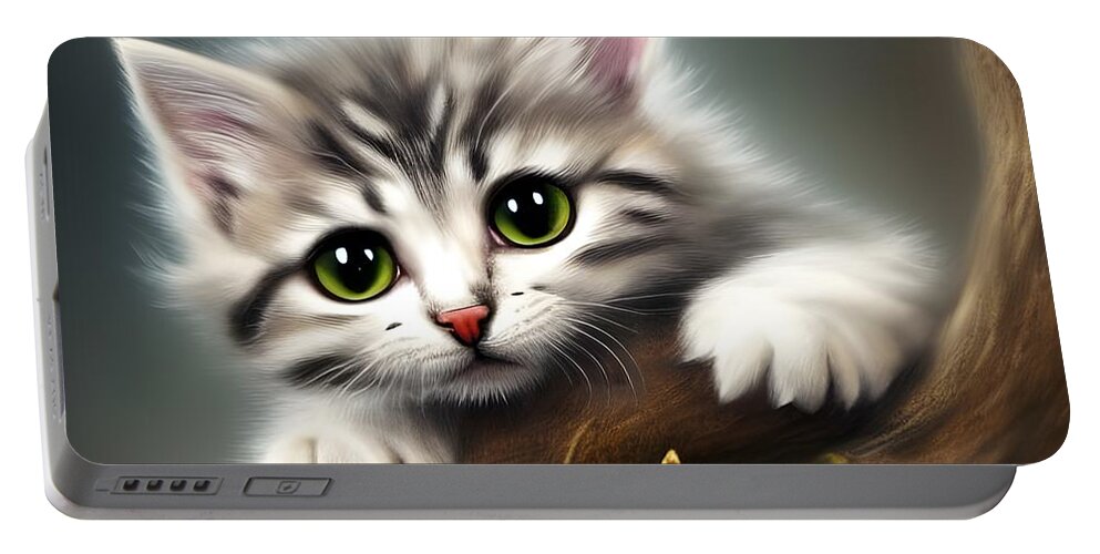 Digital Portable Battery Charger featuring the digital art Kitty 1 by Beverly Read