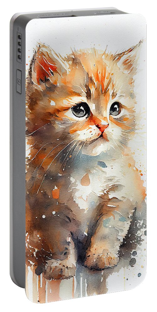 Kitty Portable Battery Charger featuring the painting KITTY watercolor I by Vart