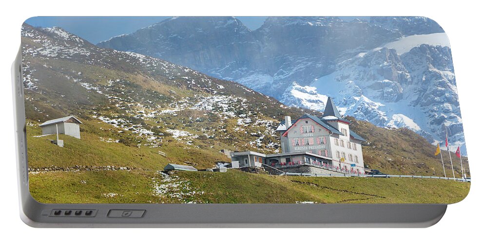 Alpine Portable Battery Charger featuring the photograph KlausenPass Hohe Hotel by Rick Deacon