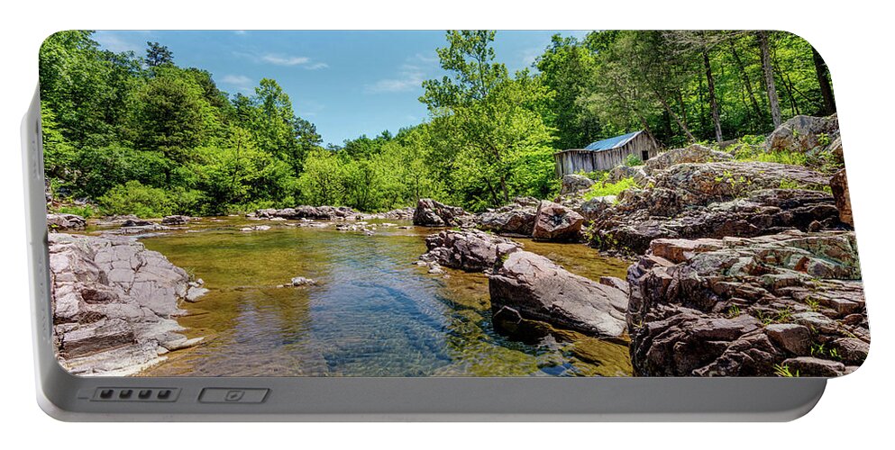 Klepzig Mill Portable Battery Charger featuring the photograph Klepzig Mill Rocky Creek by Jennifer White