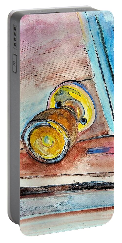 Door Portable Battery Charger featuring the photograph Knob by Valerie Shaffer