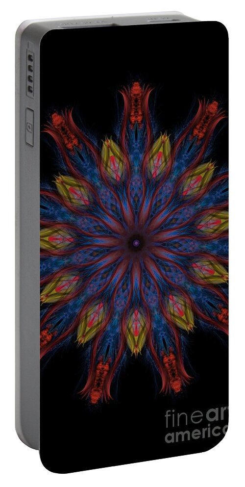 Kosmic Kreation Web Of Dreams Portable Battery Charger featuring the digital art Kosmic Kreation Web of Dreams by Michael Canteen