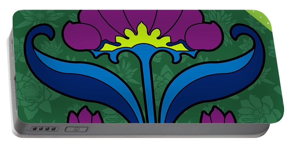 Krewe Des Fleurs Portable Battery Charger featuring the digital art Krewe des Fleurs by Art of the Parade Society