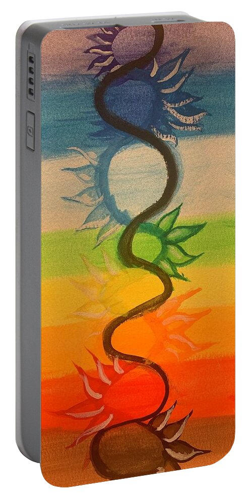 Watercolor Portable Battery Charger featuring the painting Kundalini Fire by Lisa White