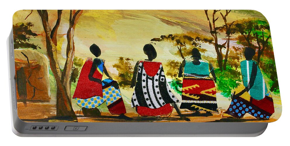Africa Portable Battery Charger featuring the painting L-308 by Albert Lizah