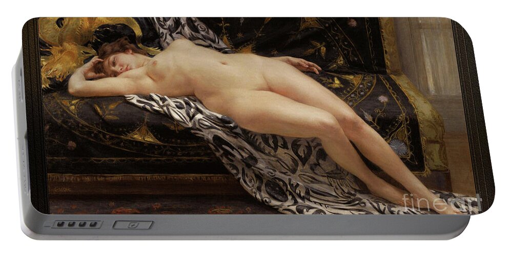 L 'abandon By French Painter Guillaume Seignac (1870 - 1924); An Academic Artist And Student Of French Artist William-adolphe Bouguereau Portable Battery Charger featuring the painting L 'Abandon by Guillaume Seignac Fine Art Old Masters Reproductions by Rolando Burbon
