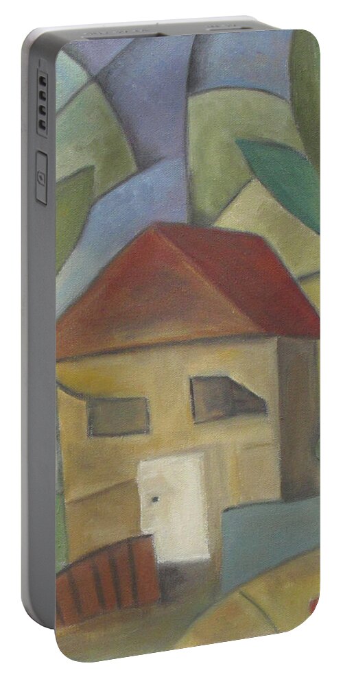 Cubism Portable Battery Charger featuring the painting La Cabana by Trish Toro