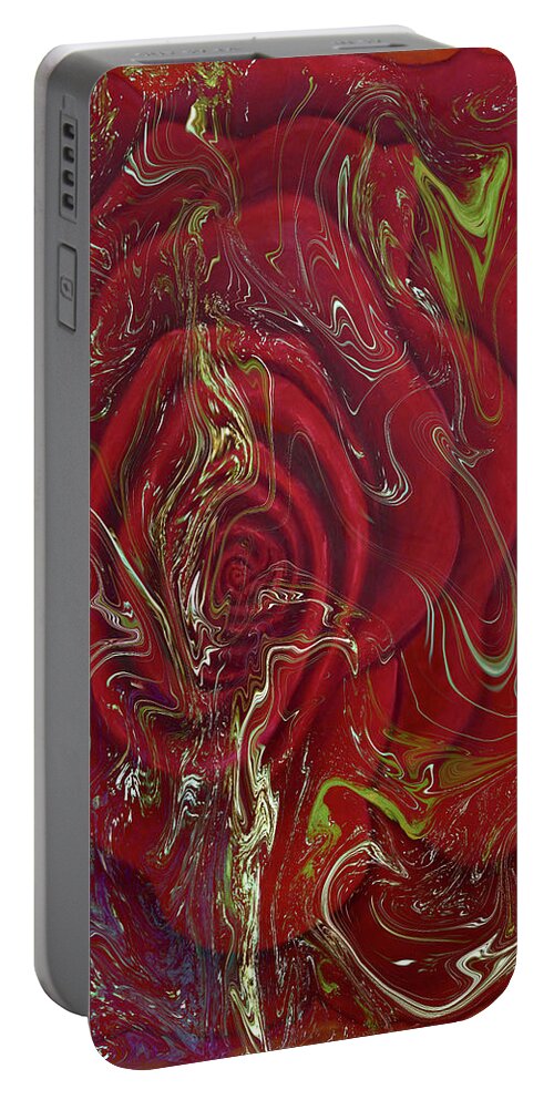A-fine-art Portable Battery Charger featuring the painting La Mother Rose w/Gold by Catalina Walker