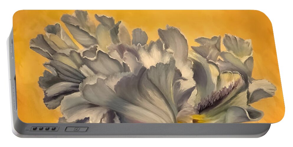 Painting Portable Battery Charger featuring the painting Lacy Iris by Sherrell Rodgers
