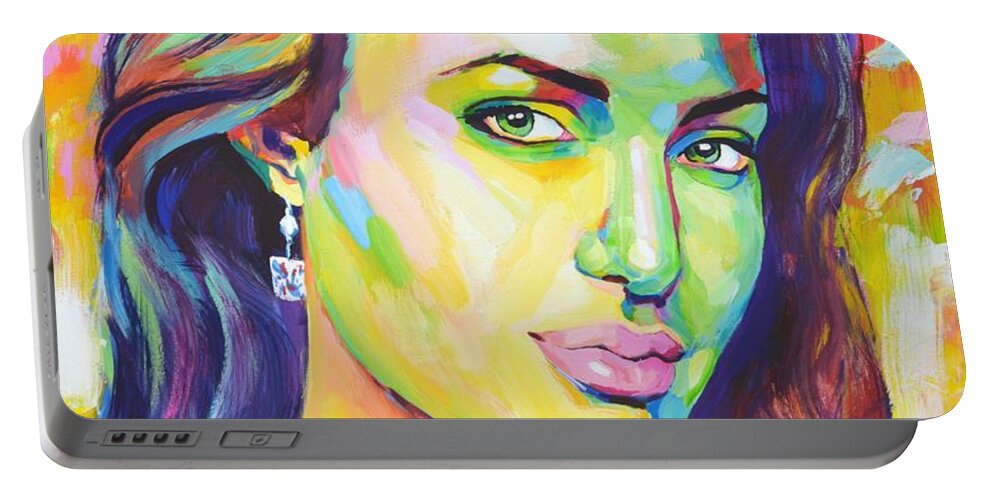 Lady Portable Battery Charger featuring the painting Lady. by Iryna Kastsova