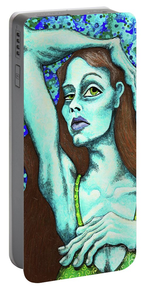 Portrait Portable Battery Charger featuring the painting Lady Misery by Amy E Fraser