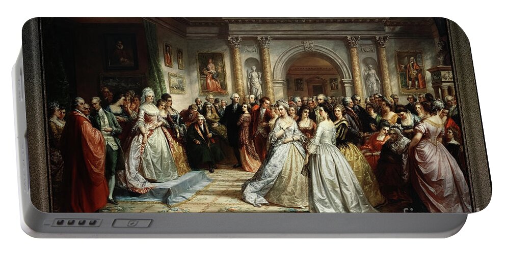 Lady Washington's Reception Day Portable Battery Charger featuring the painting Lady Washington's Reception Day by Daniel Huntington Old Masters Fine Art Reproduction by Rolando Burbon