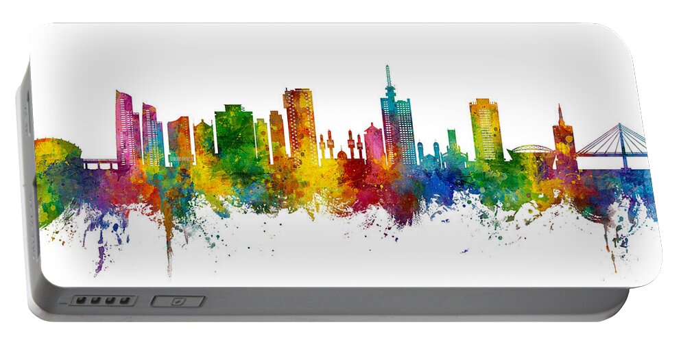 Lagos Portable Battery Charger featuring the digital art Lagos Nigeria Skyline #14 by Michael Tompsett