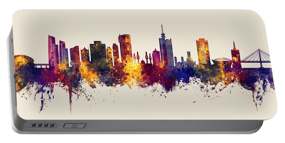Lagos Portable Battery Charger featuring the digital art Lagos Nigeria Skyline #25 by Michael Tompsett