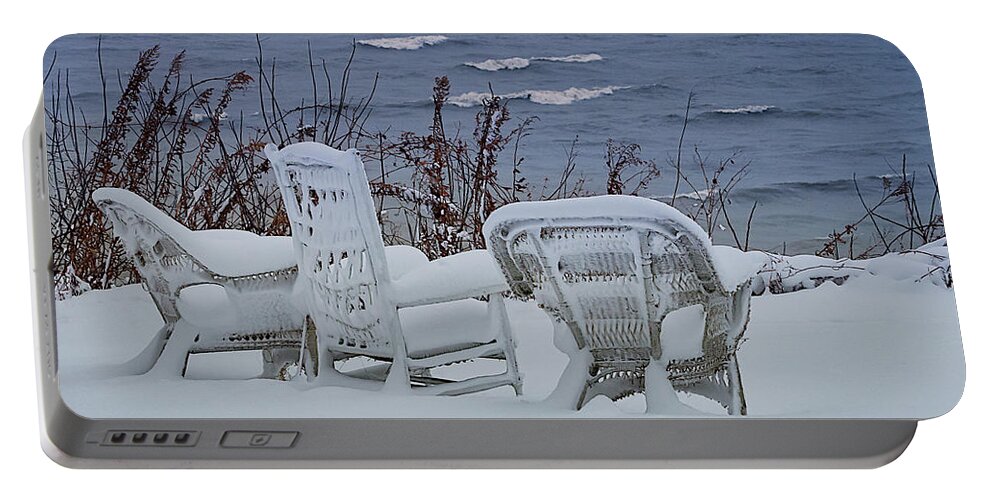 Winter Storm Ethan Portable Battery Charger featuring the photograph Lake Effect by Rebecca Samler