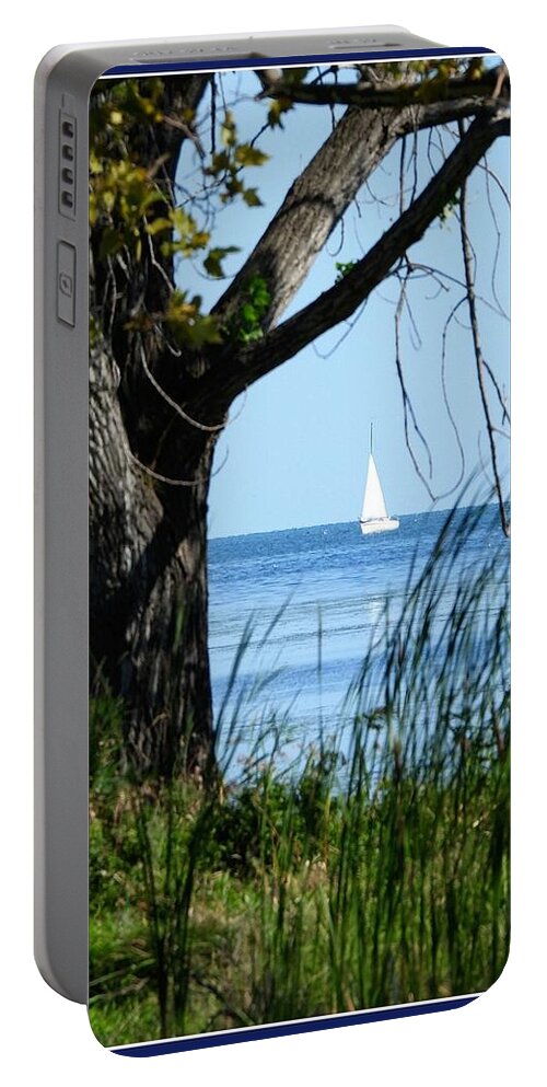Boat Portable Battery Charger featuring the photograph Lake Erie calm by Judy Stepanian
