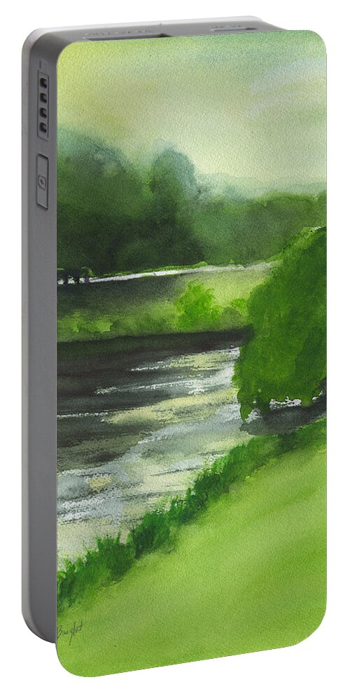 Lake Mayer Late Morning Portable Battery Charger featuring the painting Lake Mayer Late Morning by Frank Bright
