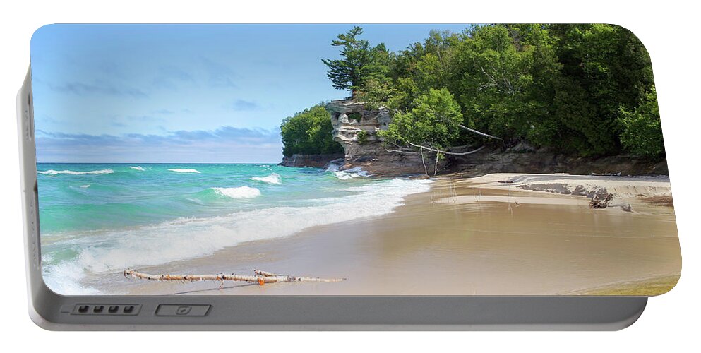 Day Portable Battery Charger featuring the photograph Lake Superior Beach by Robert Carter