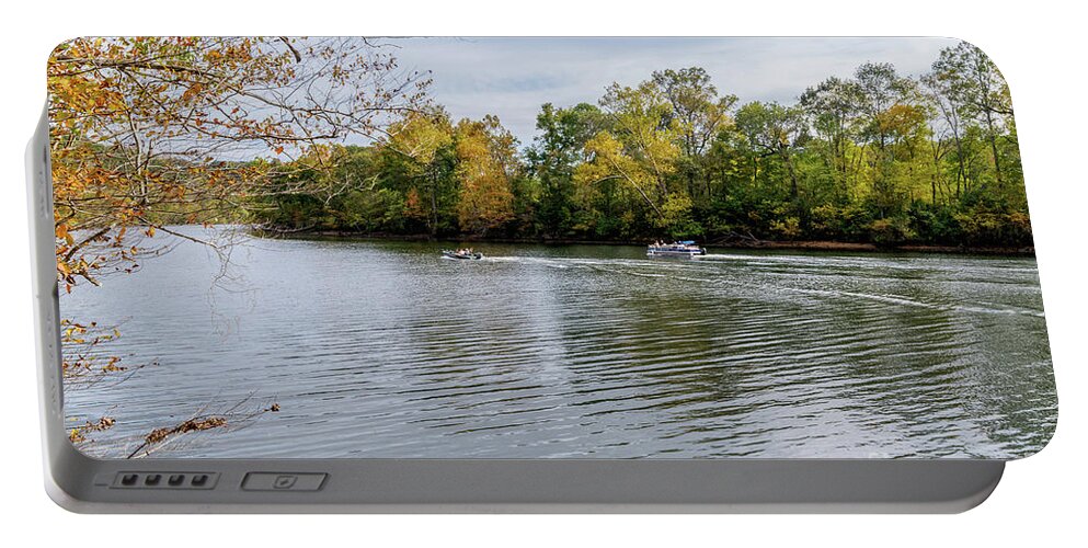 Branson Portable Battery Charger featuring the photograph Lake Taneycomo Branson Boating by Jennifer White