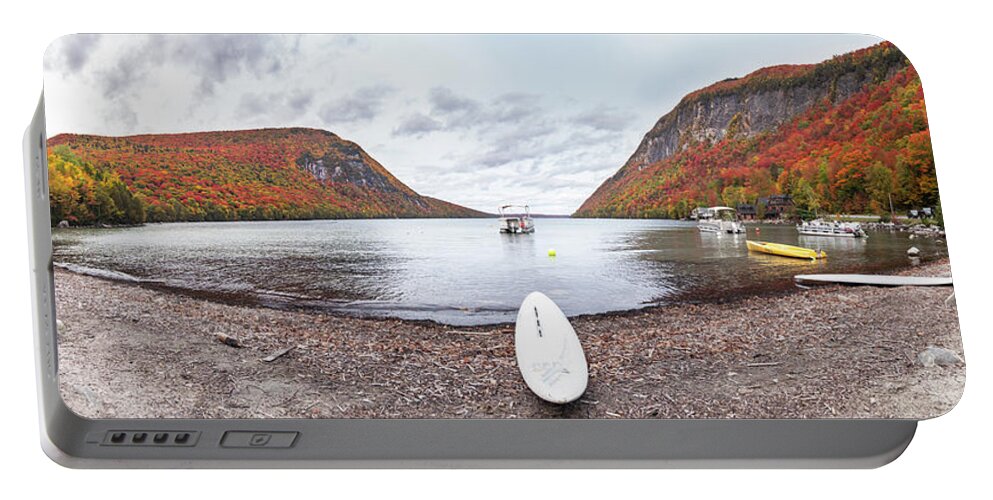 Vermont Portable Battery Charger featuring the photograph Lake Willoughby Fall Panoramic 2 by Tim Kirchoff