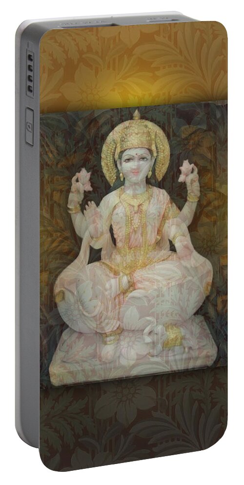  Portable Battery Charger featuring the digital art Lakshmi Golden Heart by Richard Laeton