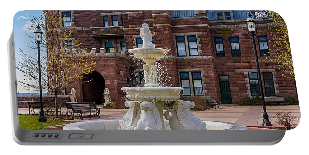 Lambert Castle Portable Battery Charger featuring the photograph Lambert Castle Fountain by Anthony Sacco