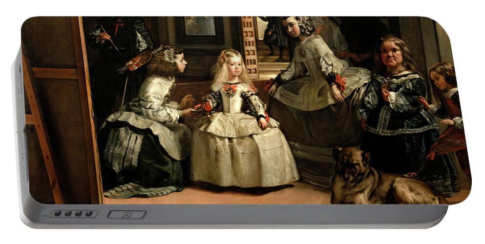 Diego Velazquez Portable Battery Charger featuring the painting Las Meninas, The Family of Philip IV, 1656 by Diego Velazquez