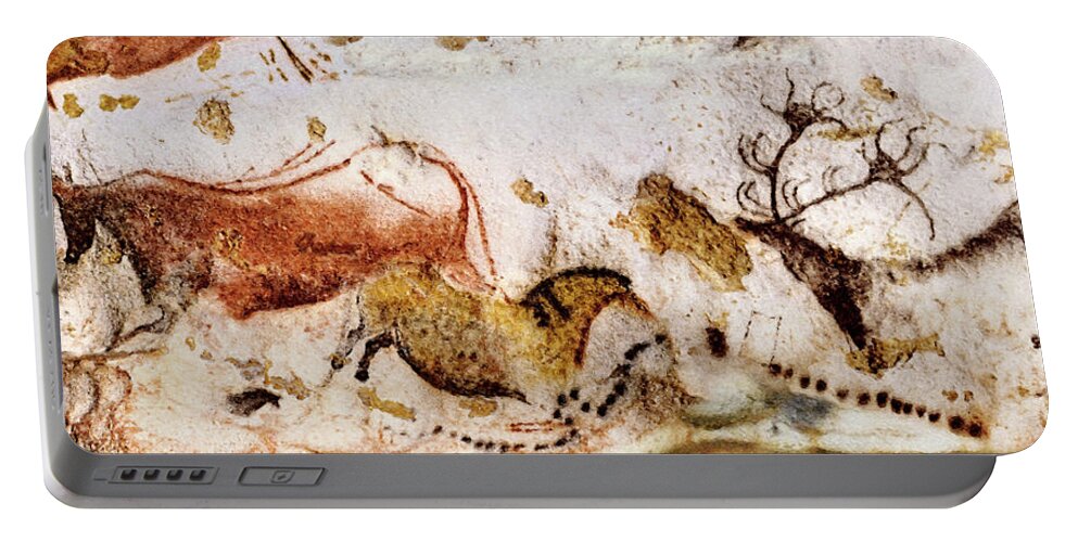 Lascaux Portable Battery Charger featuring the digital art Lascaux Cow Horse and Deer by Weston Westmoreland