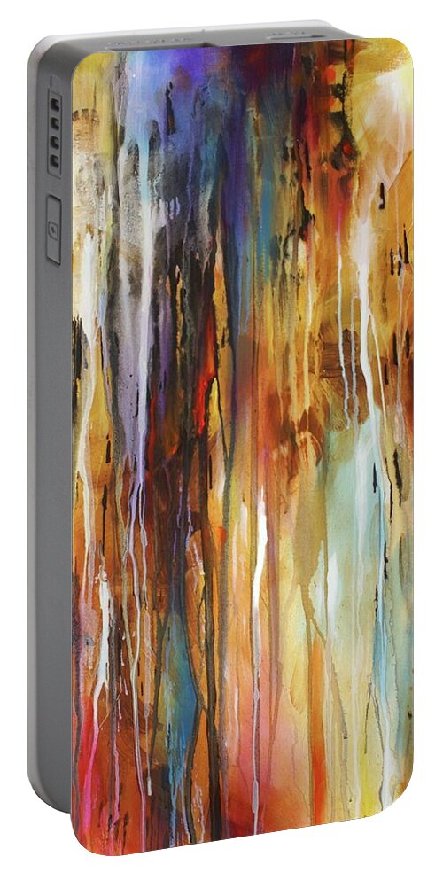 Abstract Portable Battery Charger featuring the painting Lattice by Michael Lang