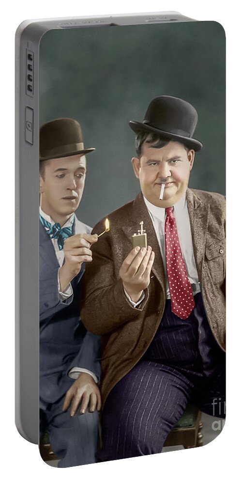 Laurel And Hardy Portable Battery Charger featuring the photograph Laurel and Hardy by Franchi Torres