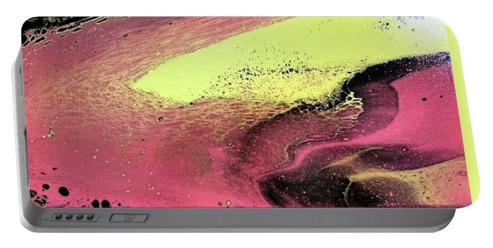 Lava Flow Portable Battery Charger featuring the painting Lava Flow by Pour Your heART Out Artworks